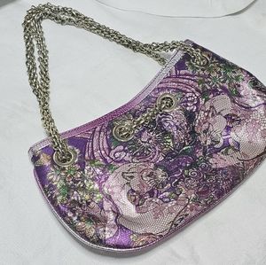 Ed Hardy satin handbag with chain handles